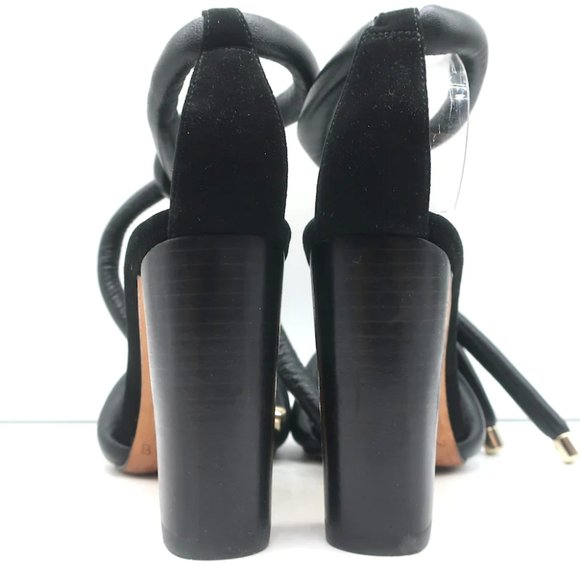 Alexandre Birman Padded Leather Knot Sandals Black Size 38.5 Open Toe Heels - Picture 7 of 10